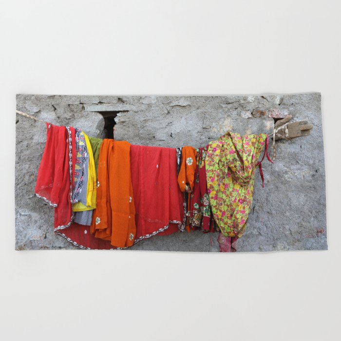 India colorful Clothes on Rope Beach Towel