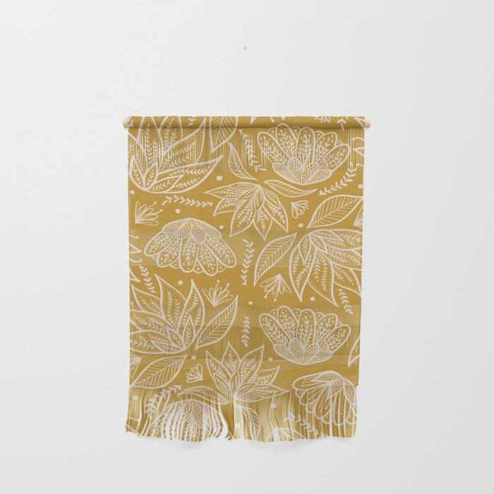 Boho Florals - Gold Wall Hanging