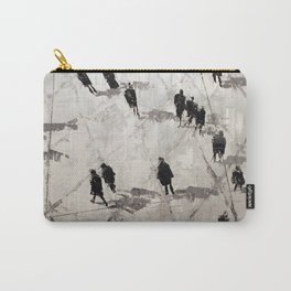 peoplee Carry-All Pouch | Black And White, People, Creepy, Pop Art, Dark, Line, Acrylic, Painting 