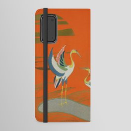 Japanese Woodblock art Birds at sunset on the lake Kamisaka Sekka Android Wallet Case