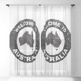 Rubber Ink Stamp Welcome To Australia Sheer Curtain