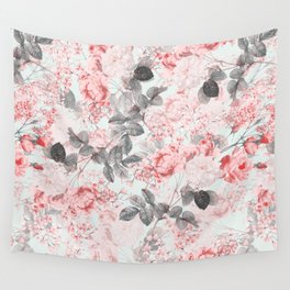 Vintag & Shabby Chic - Living Coral Summer Roses Flower Garden Wall Tapestry