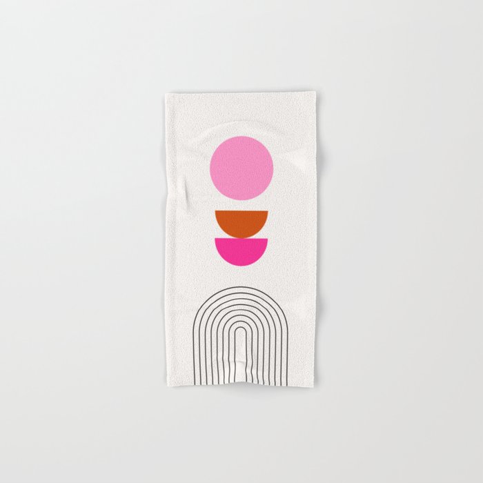 Mid Century Modern | 04 - Sun And Rainbow Print Pink Terracotta Preppy Decor Abstract Arch Hand & Bath Towel