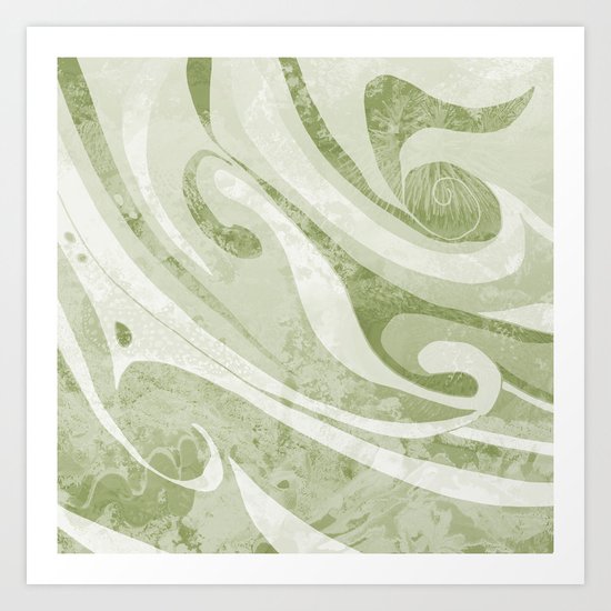 Abstract Green Waves Design Art Print
