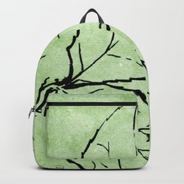 Two Leaves on Green Backpack | Painting, Roseleaf, Black, Hannamccown, Leaf, Flora, Nature, Watercolor, Green, Garden 