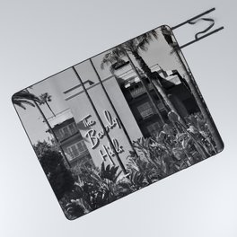Beverly Hills Hotel, California black and white photograph / black and white photography Picnic Blanket