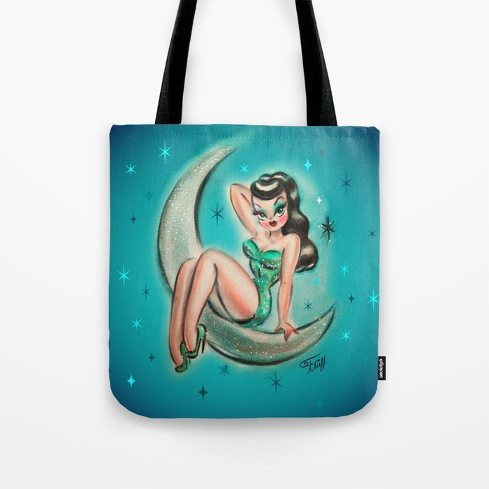 Glamour Girl on the Moon Tote Bag