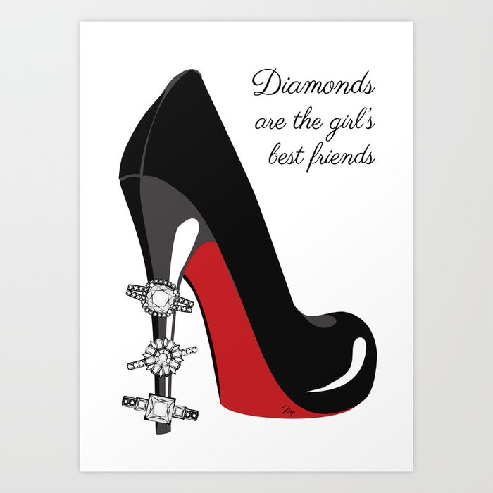 Diamonds are the girls best friends high heels illustration Art Print
