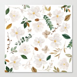 Magnolia Watercolor Floral Canvas Print