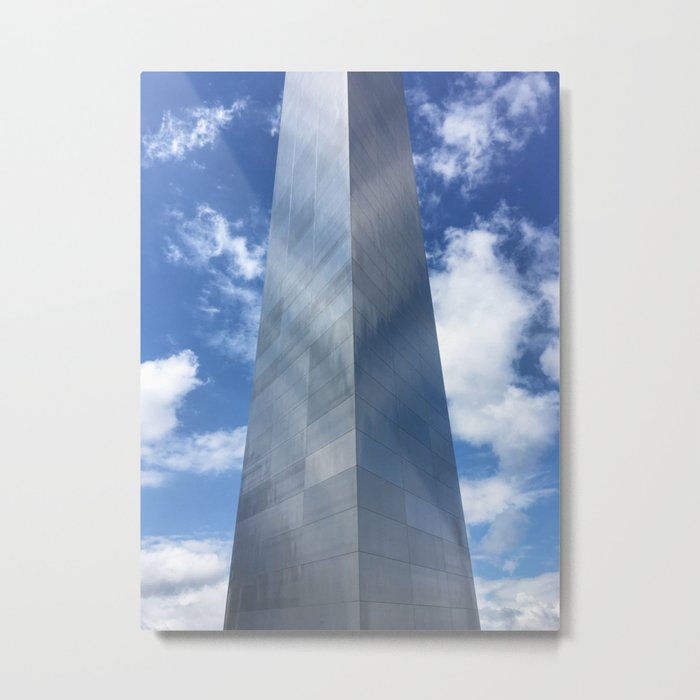 St Louis Gateway Arch - Blue and Silver Digital Print Metal Print