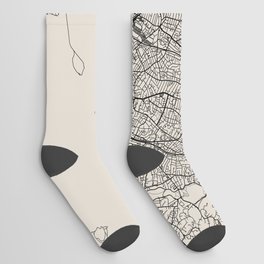 Boston USA - Black and White City Map Design Socks