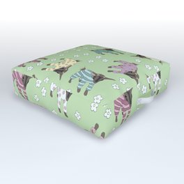 Pajama'd Baby Goats - Green Outdoor Floor Cushion