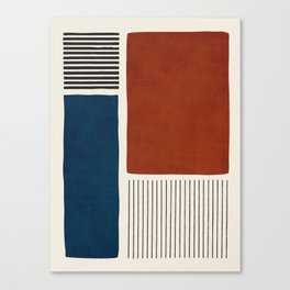 Red Rust Navy Blue Black Lines Canvas Print