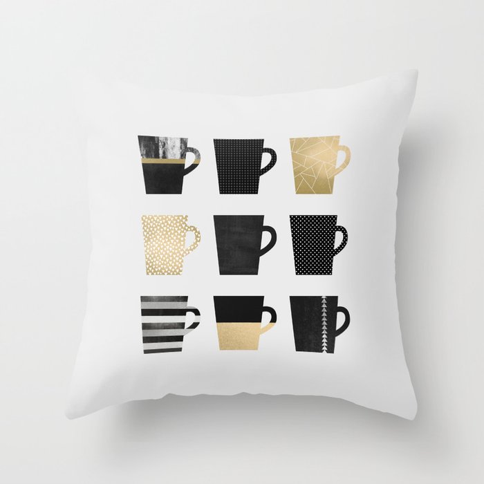 Coffee Mugs Throw Pillow