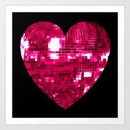 Pink Disco Ball Heart  Art Print