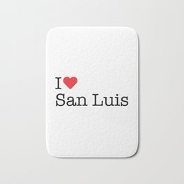 I Heart San Luis, AZ Bath Mat | White, Red, Az, Sanluis, Typewriter, Arizona, Love, Heart, Graphicdesign, Ilovesanluis 