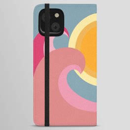 Overflow - Colourful Minimalistic Retro Style Double Wave Sunset iPhone Wallet Case