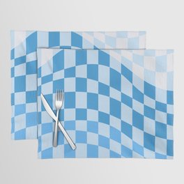Wavy checker shades of blue Placemat