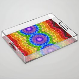 Colorful Chakra Mandala Art 3 By Sharon Cummings Acrylic Tray