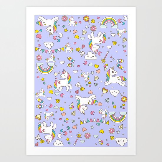 Unicorn Lilac Pattern Art Print