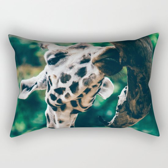 Green Portrait Of A Giraffe Rectangular Pillow
