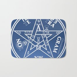 Blue Pentacle Bath Mat | Druid, Satanism, Blue, Pagan, Pentacle, Pentagram, Graphicdesign, Digital, Occult, Witchcraft 