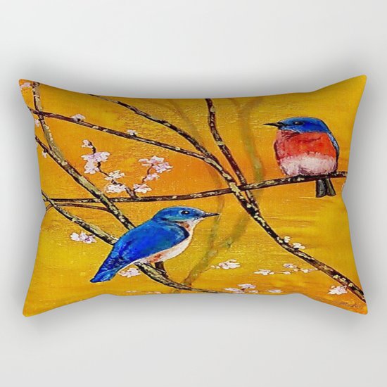 Blue Birds Rectangular Pillow