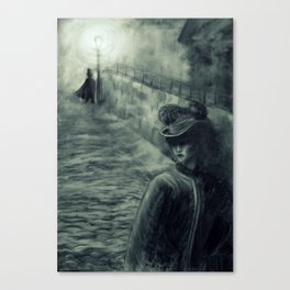 Whitechapel by Gaslight Canvas Print | Foggy, London, Vintage, Jack, Whitechapel, Philipharvey, Illustration, Chalk Charcoal, Fear, Ripper 