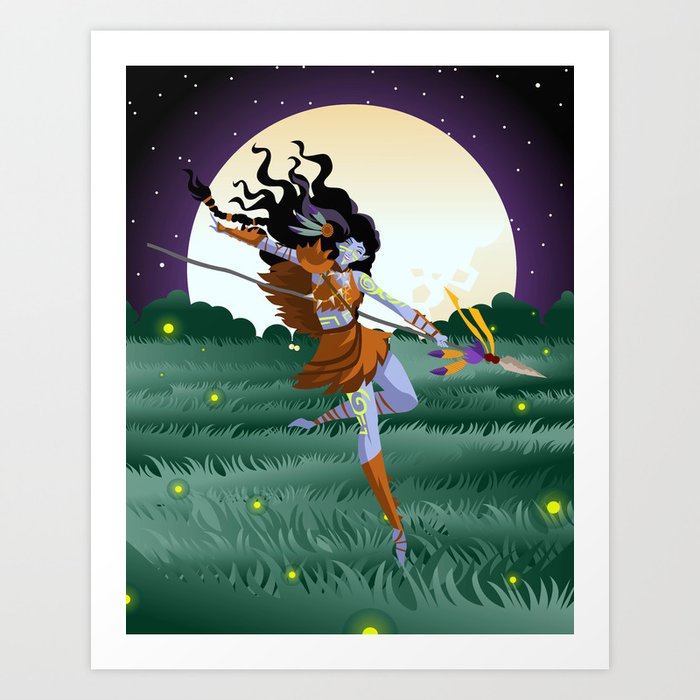 Fantasy Huntress Dark Elf Woman Art Print By Matiasenelmundo