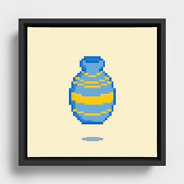 Blue and Yellow Ceramic Vase Framed Canvas
