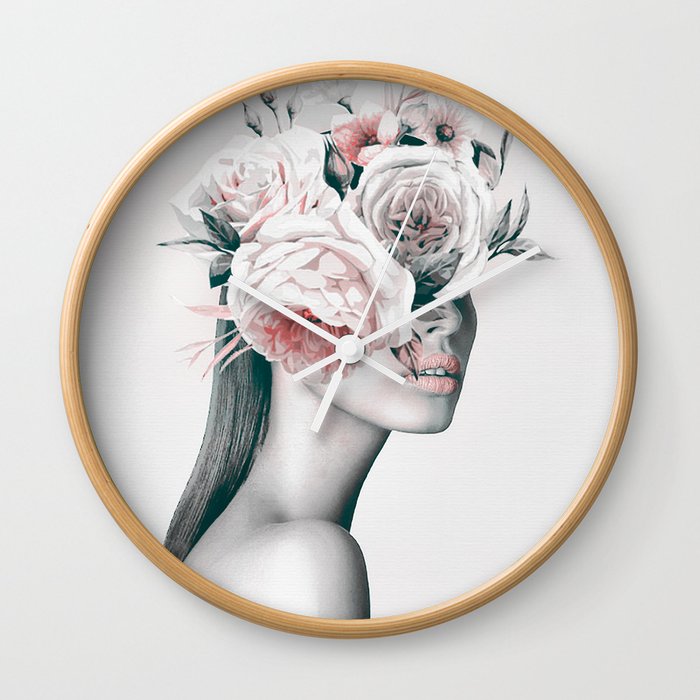 WOMAN WITH FLOWERS 11 Wall Clock