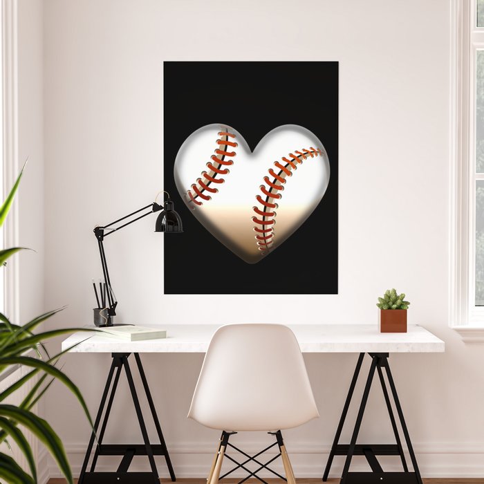 Vintage Baseball Heart Valentine's Day design for Players Poster by  MyFrikiland