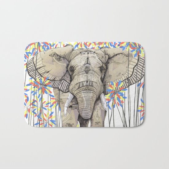 Elephant // Endangered Animals Bath Mat