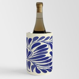 Leaves branch cobalt blue talavera tile clay interior design azulejo Wine Chiller