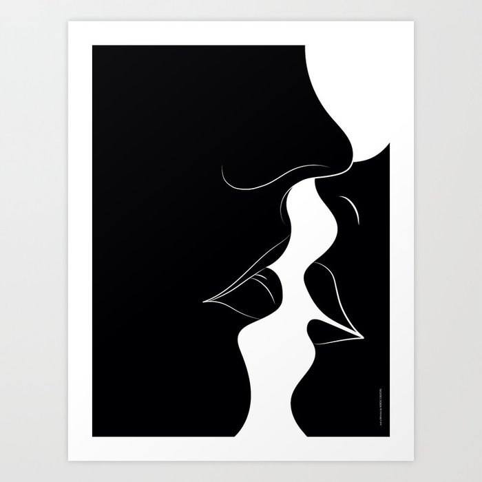 Just a Little Kiss - Black Art Print
