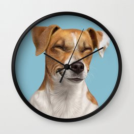 Smiling Dog (Jack Russell) Wall Clock | Acrylic, Painting, Drawing, Illustration, Digital, Smile, Expression, Doggie, Happy, Emotion 