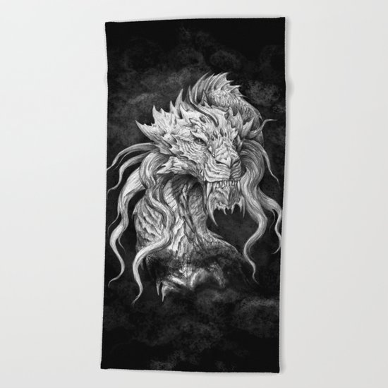 Dark Side Japanese Dragon Portrait On Black Background Graphit Beach Towel By Tanyartwork Society6,Realistic Cat Side Profile Drawing