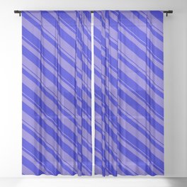 [ Thumbnail: Slate Blue and Blue Colored Stripes/Lines Pattern Sheer Curtain ]