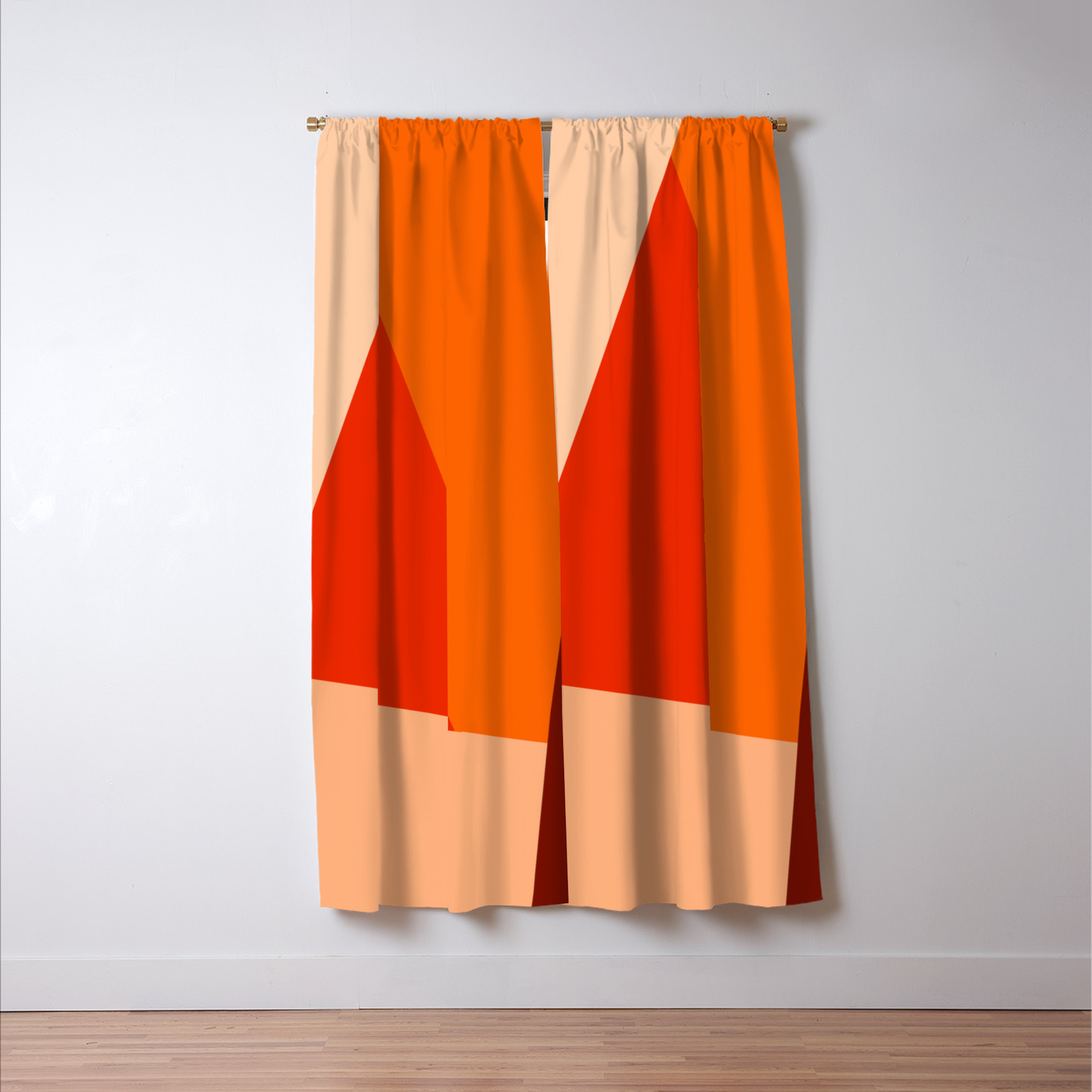 Geometric Abstraction In Red And Orange Blackout Curtain By Apricot Birch Society6 Orange Blackout Curtain, Red Orange Blackout Curtains
