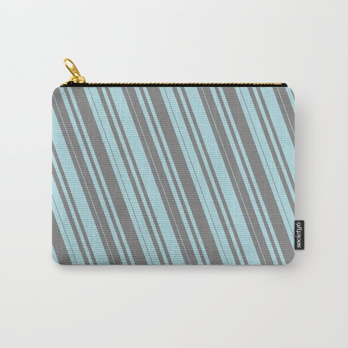 Powder Blue and Gray Colored Lines Pattern Carry-All Pouch
