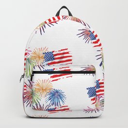 American Fourth of July New Years Celebration USA Flag Fireworks Pattern Backpack