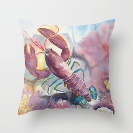 Under The Sea - Colorful Lobster Throw Pillow