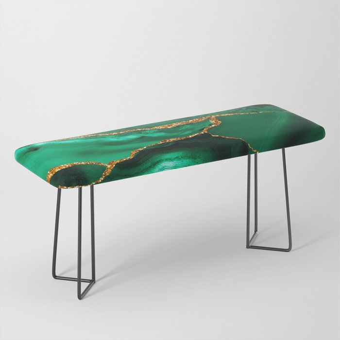 Abstract Green And Gold Emerald Marble Landscape  Bench