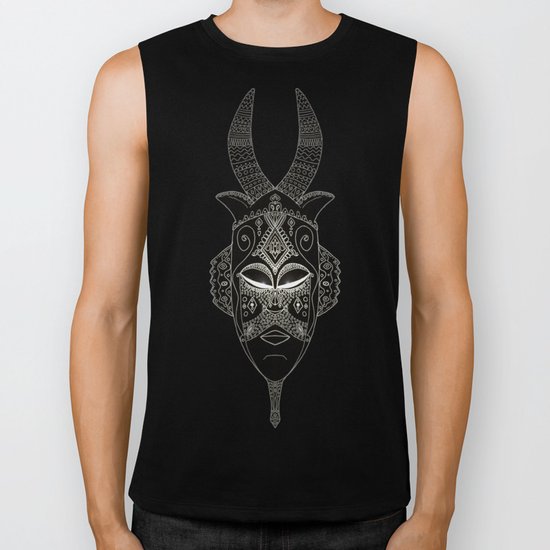 Horned tribal mask Biker Tank