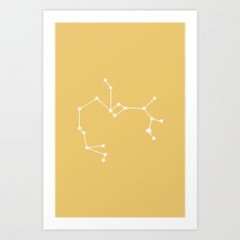 Sagittarius Zodiac Constellation - Golden Yellow Art Print