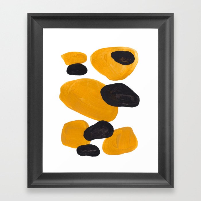 Mid Century Abstract Black Yellow Fun Pattern Floating Mustard