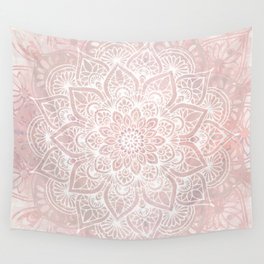 Mandala Yoga Love, Blush Pink Floral Wall Tapestry