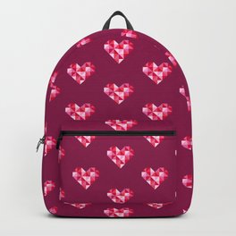 Retro disco hearts pink burgundy Valentine Backpack