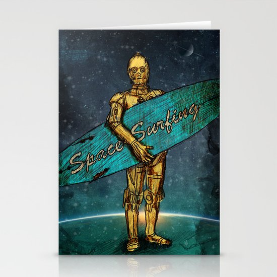 Space Surfer Stationery Cards