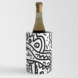 Cool Graffiti Art Doodle Black and White Monsters Scene Wine Chiller